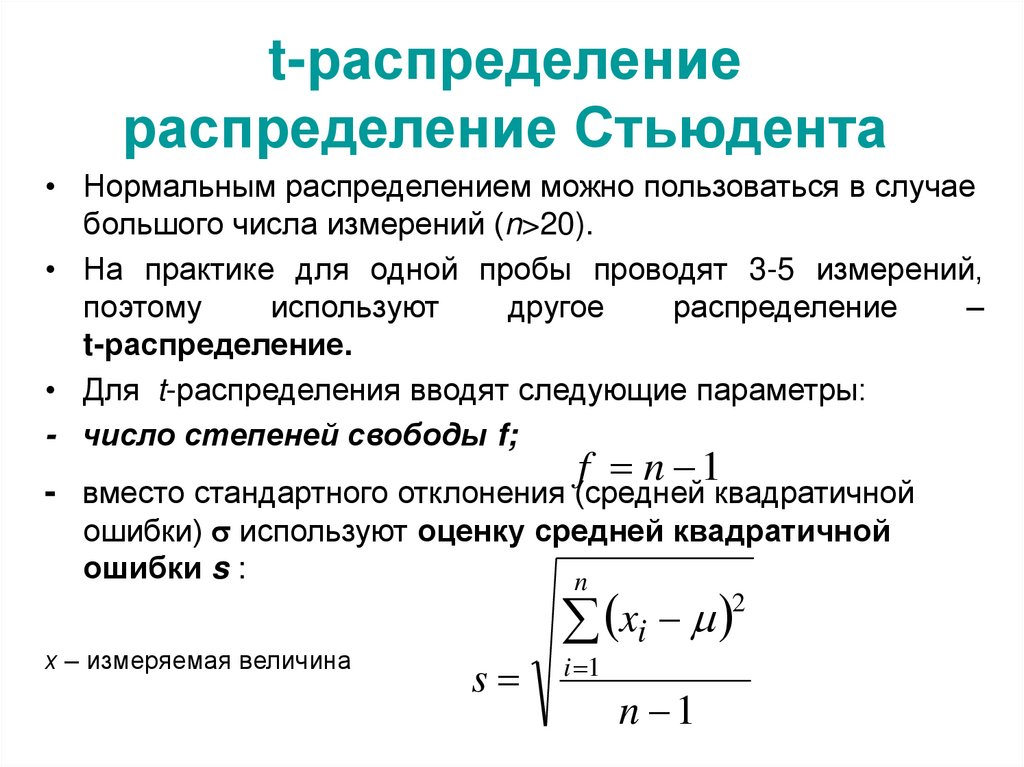 Распределение стьюдента