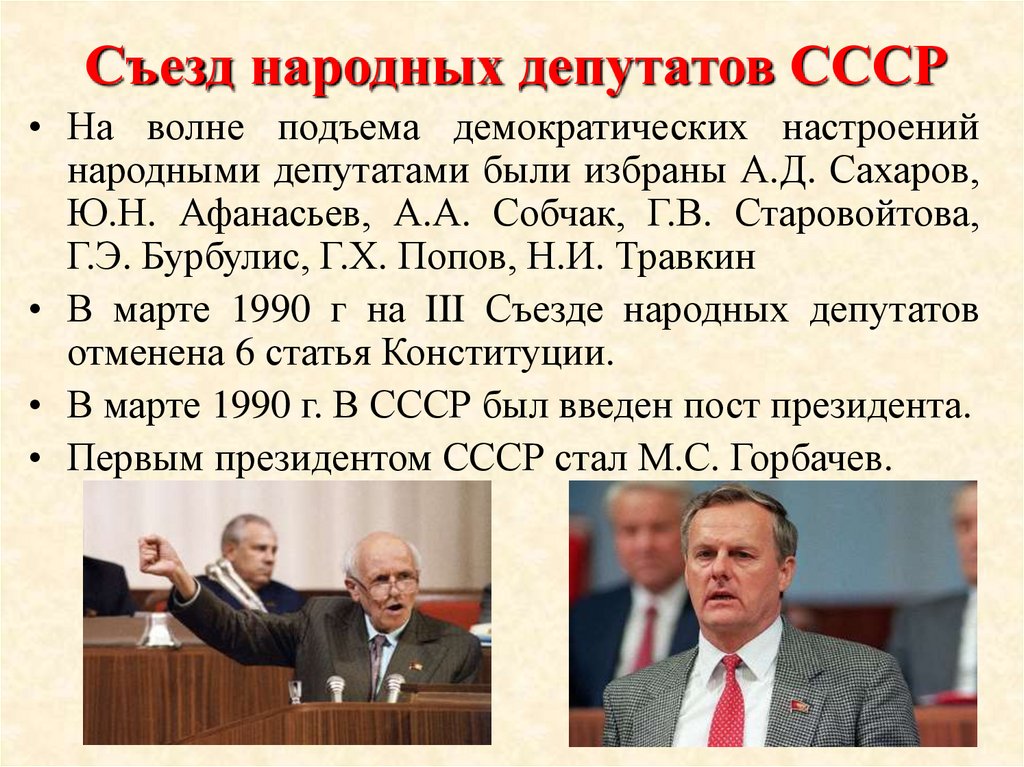 Деятельность съездов народных депутатов ссср