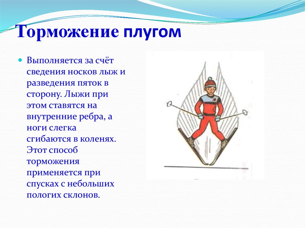 Способ торможения плугом на лыжах. Техника торможения плугом кратко. Торможение плугом на лыжах техника. Торможение плугом на коньках. Торможение плугом рисунок.