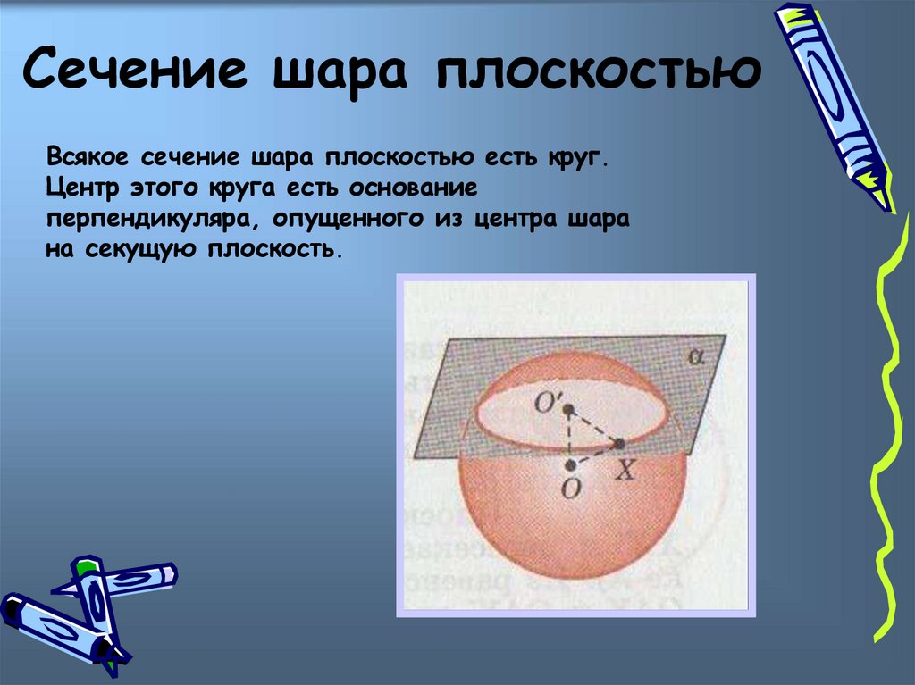 Какая плоскость называется диаметральной плоскостью шара что такое большой круг сделать рисунок