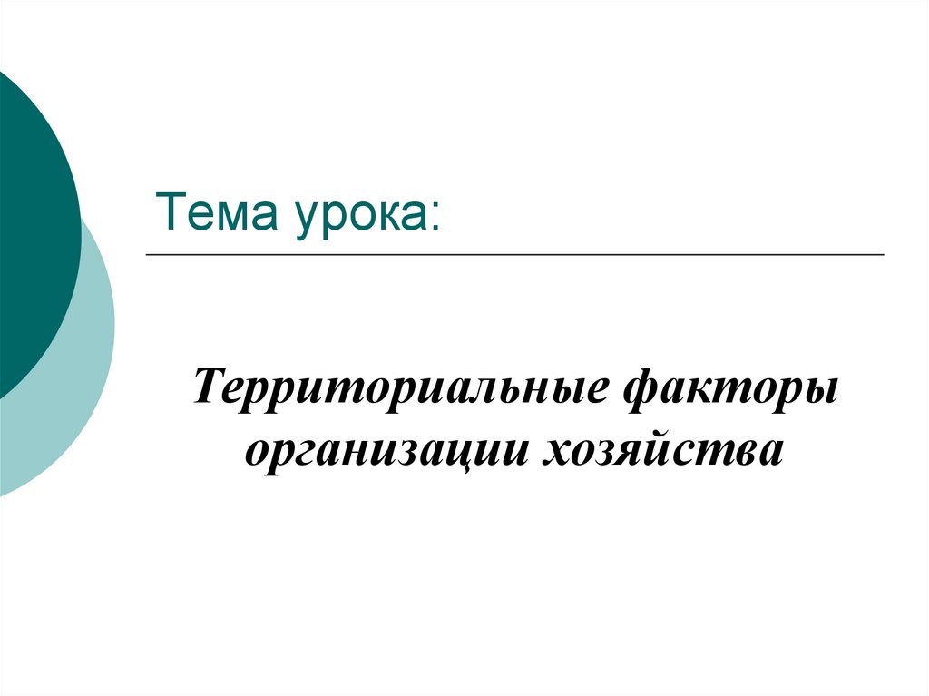 Факторы территориальной организации. Территориальный фактор.