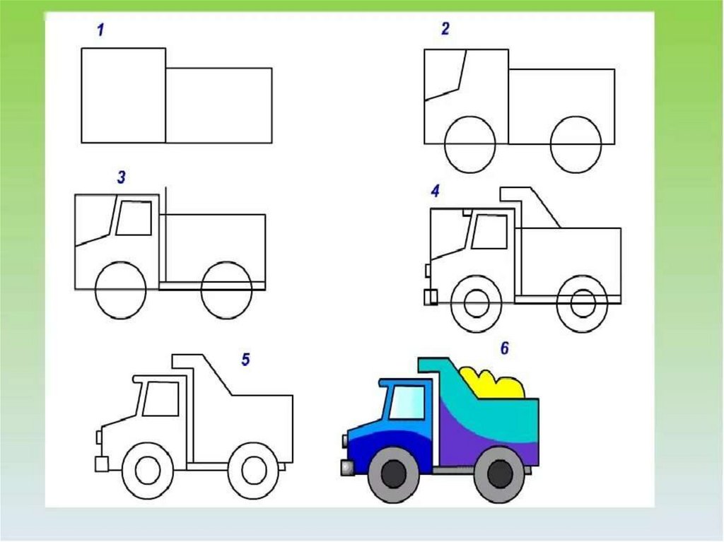 Как нарисовать грузовик. Рисование грузовая машина в старшей группе. Рисование грузовик старшая группа. Схемы рисования машин для дошкольников. Поэтапное рисование грузовой машины.