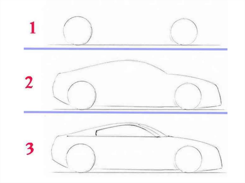 Рисунок машины поэтапно. Рисунок машины поэтапно сбоку. Как нарисовать легко машину поэтапно сбоку. Рисуем машину поэтапно вид сбоку. Нарисовать легко спорткар сбоку поэтапно.