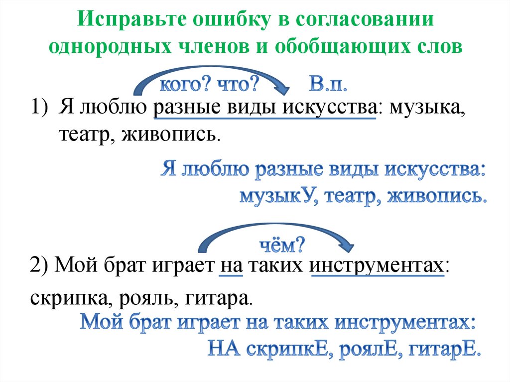 Ошибки в согласовании