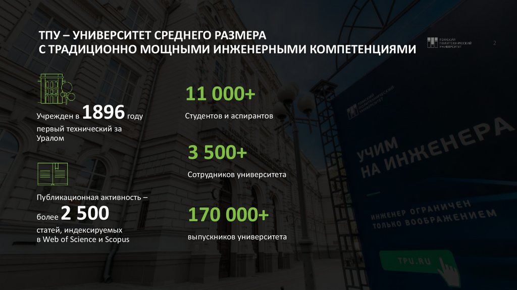 ТПУ – УНИВЕРСИТЕТ СРЕДНЕГО РАЗМЕРА С ТРАДИЦИОННО МОЩНЫМИ ИНЖЕНЕРНЫМИ КОМПЕТЕНЦИЯМИ