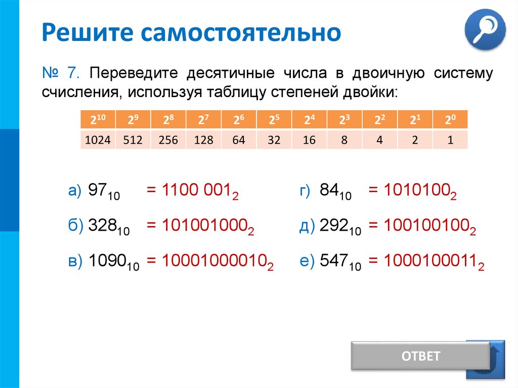 Представление чисел 8 класс