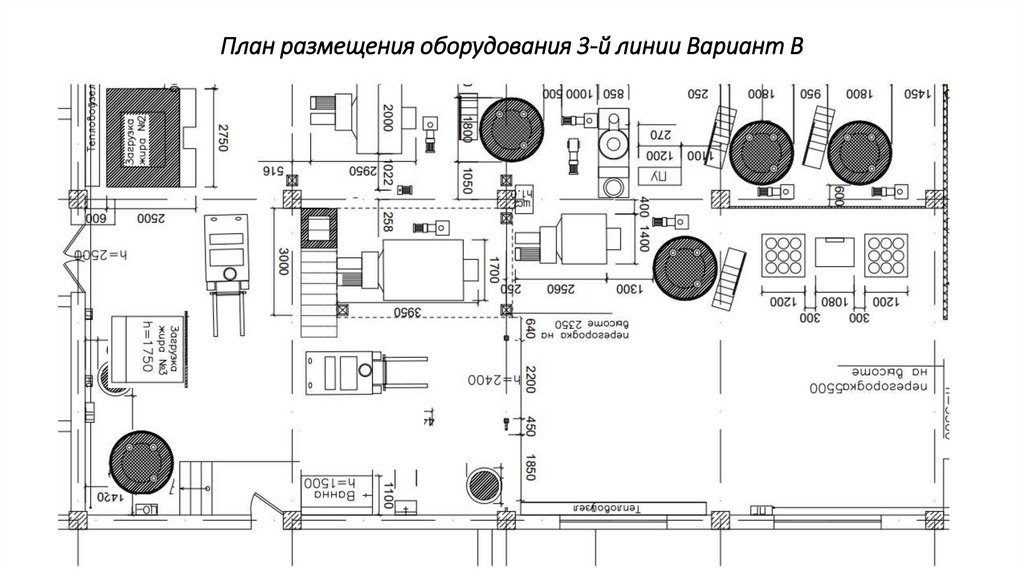 План размещения оборудования 3-й линии Вариант В
