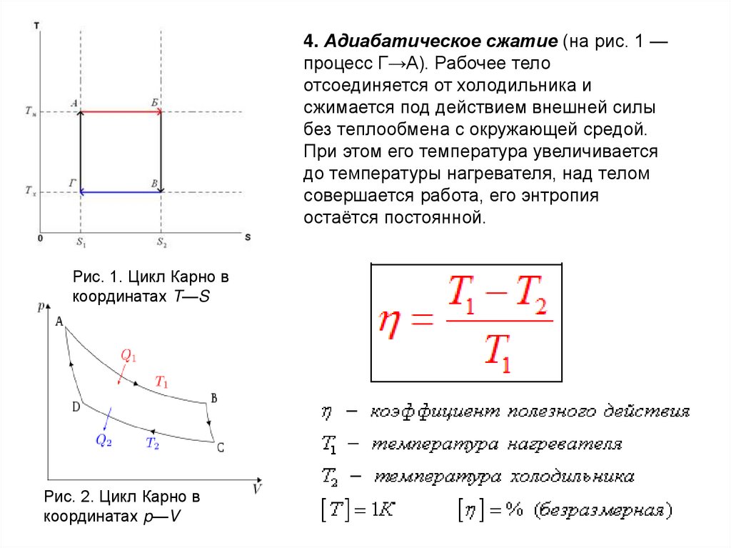 Изобразить на рабочей и тепловой диаграммах цикл