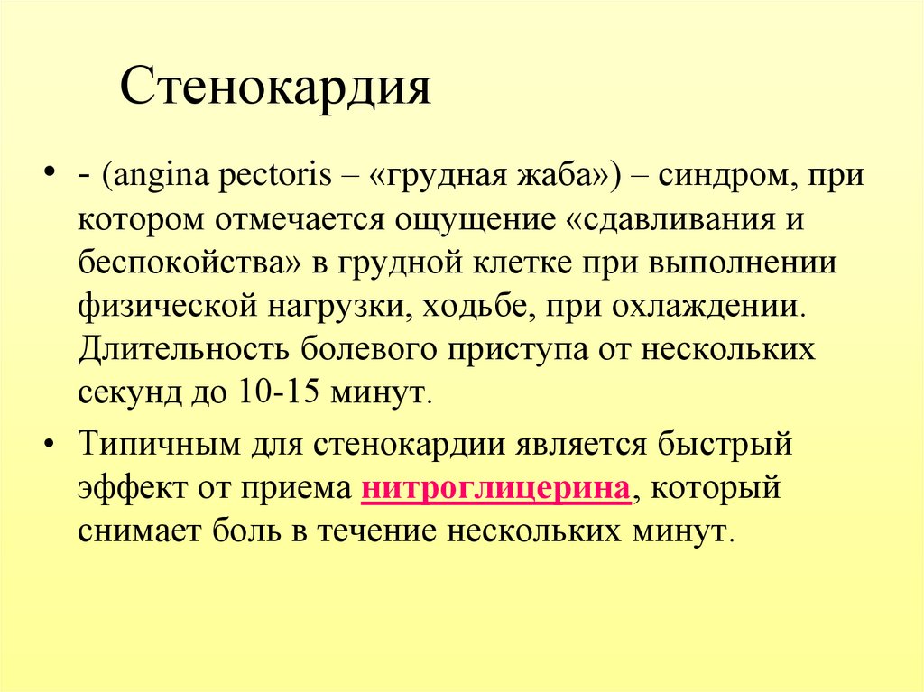 Антиангинальные препараты при стенокардии