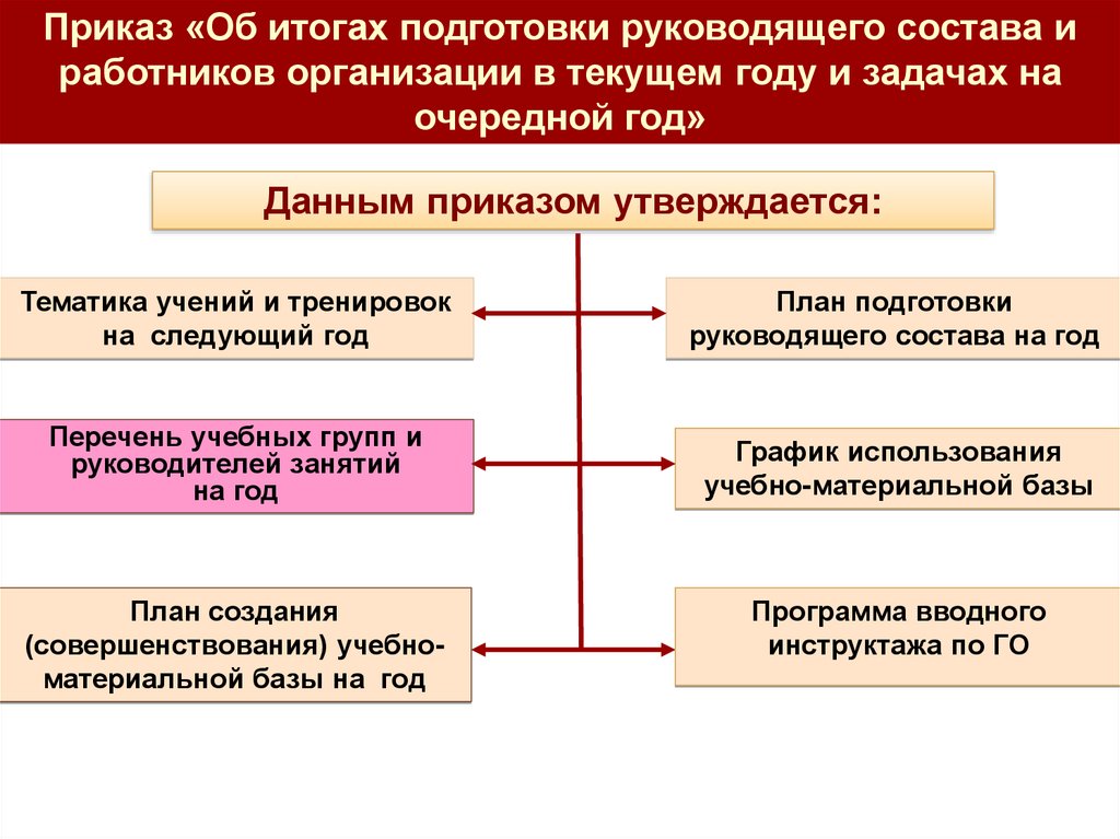 Организация подготовки к реализации