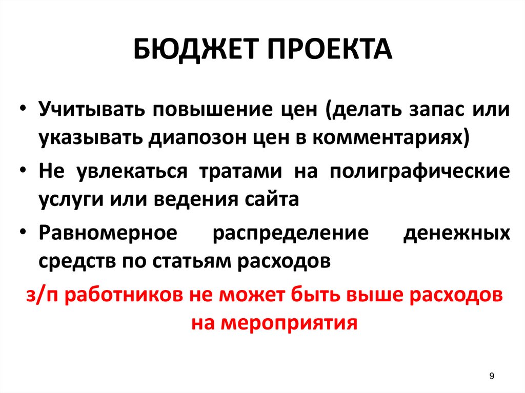 БЮДЖЕТ ПРОЕКТА
