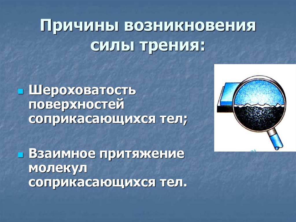 Возникновение силы трения