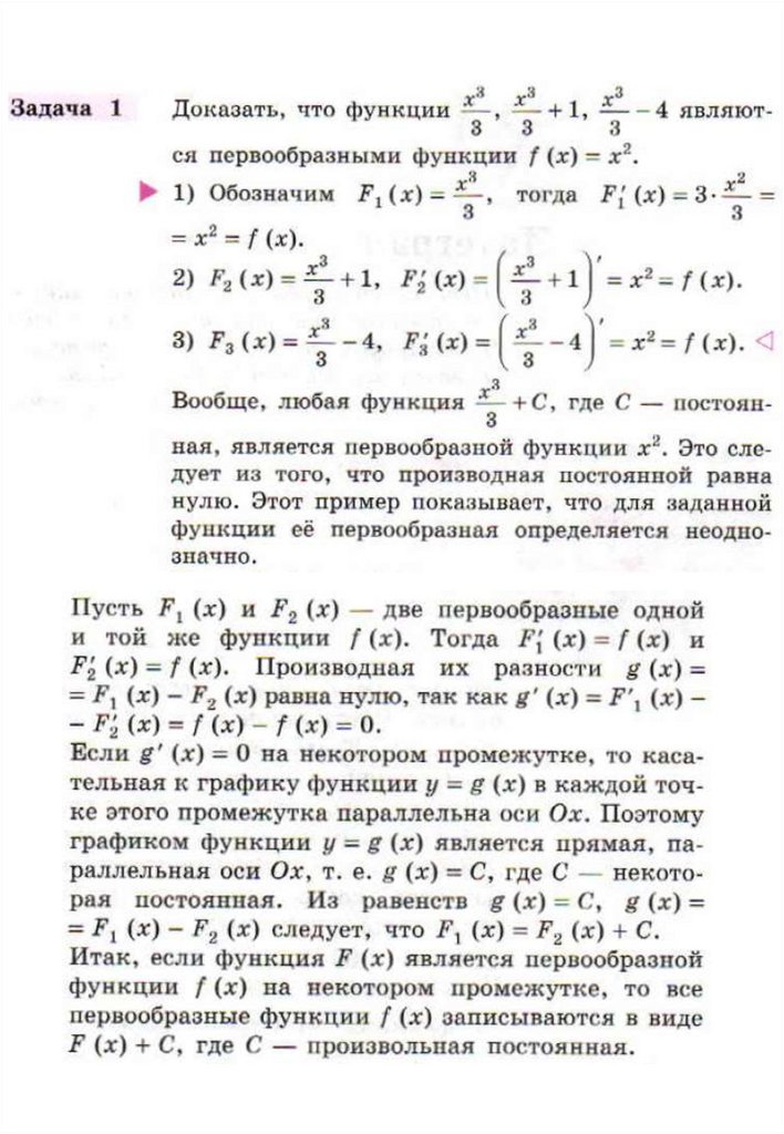 Первообразная. Таблица для нахождения первообразных элементарных ...
