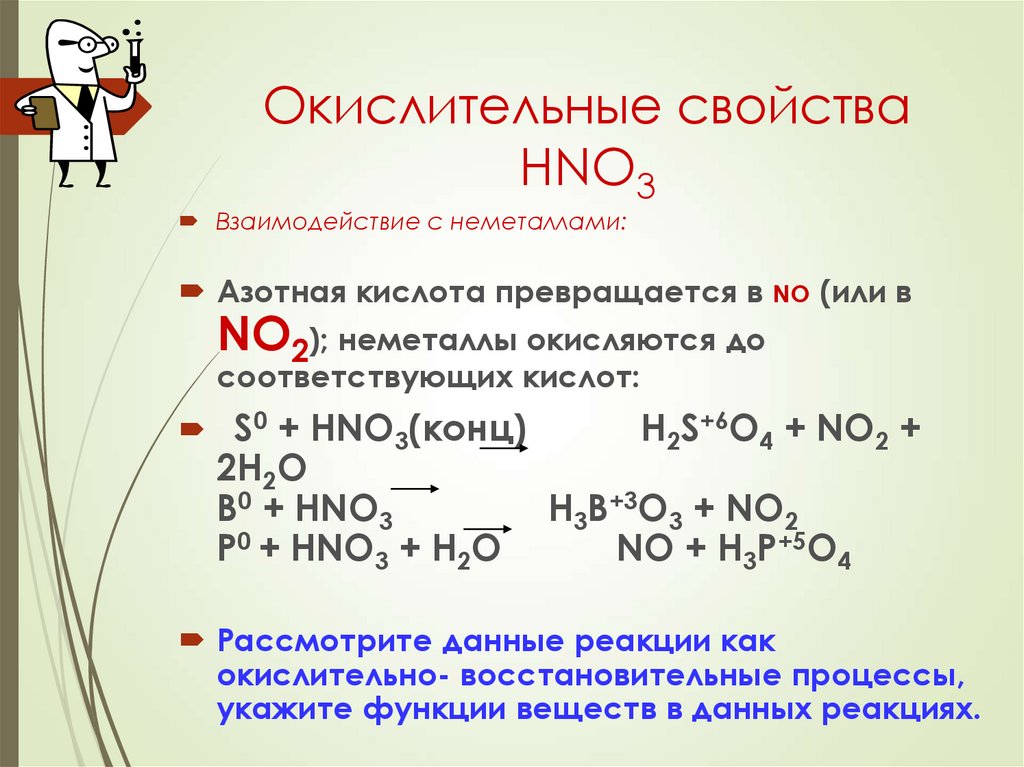 Восстановительные свойства азотной кислоты
