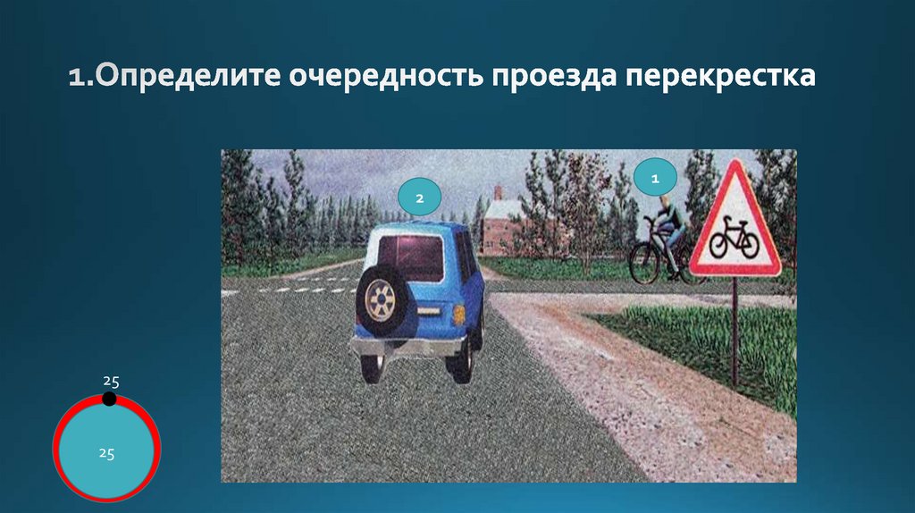 1.Определите очередность проезда перекрестка