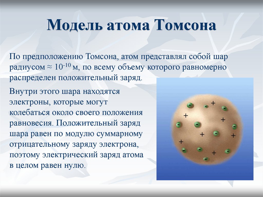 Планетарная модель атома томсона