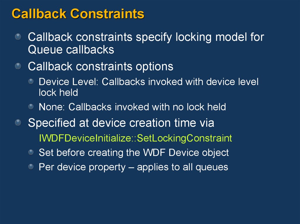 Callback Constraints