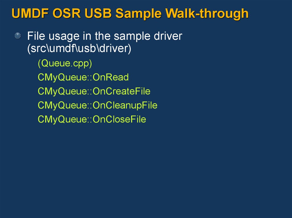 UMDF OSR USB Sample Walk-through