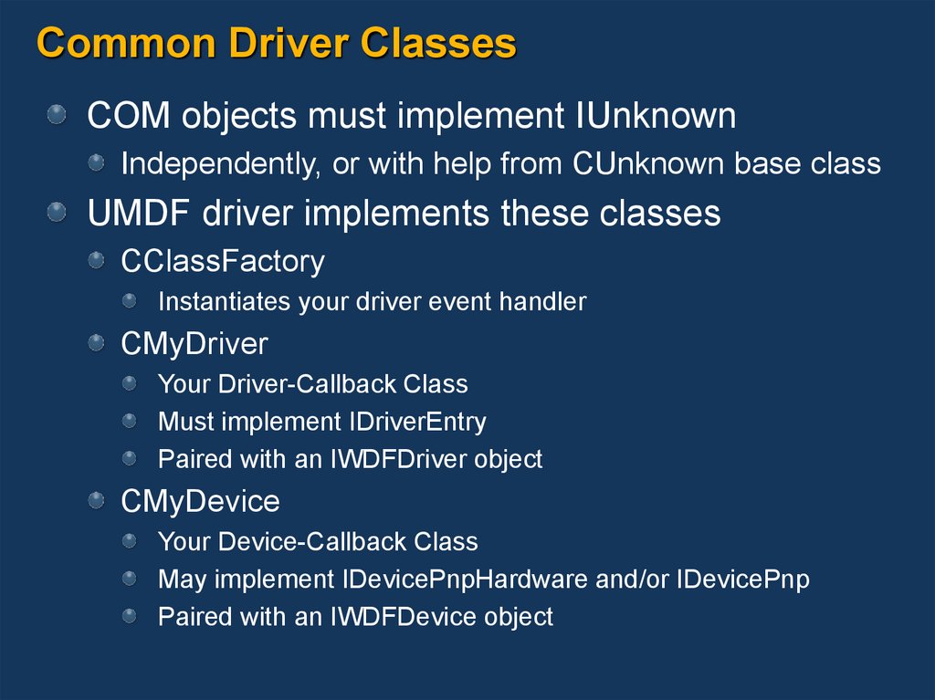Common Driver Classes
