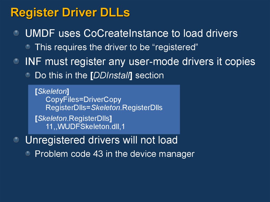 Register Driver DLLs