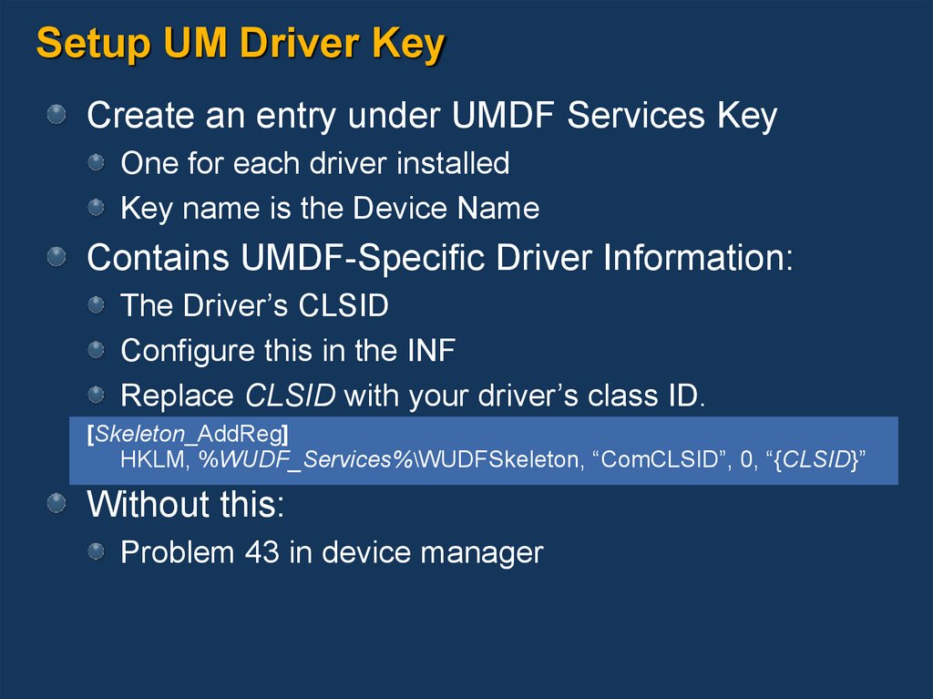 Setup UM Driver Key
