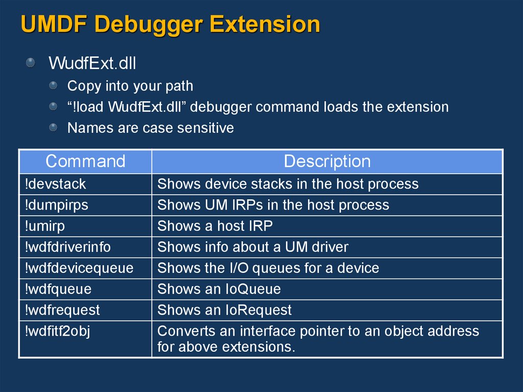 UMDF Debugger Extension