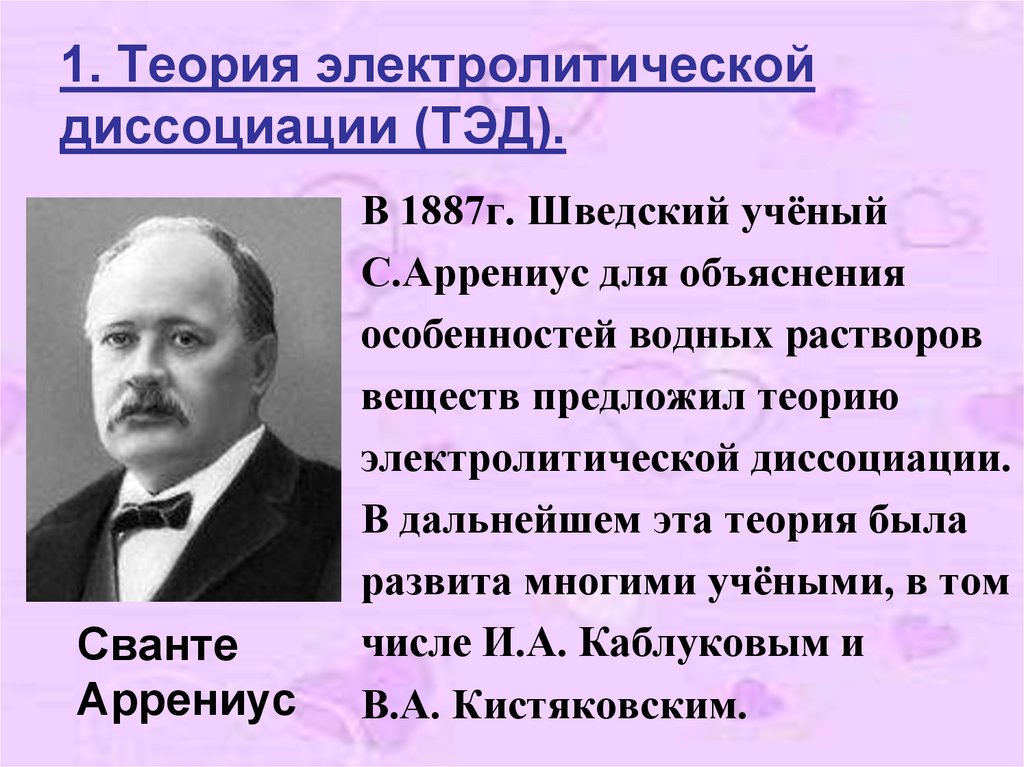 Презентация вклад отечественных ученых в развитие теории электролитической диссоциации