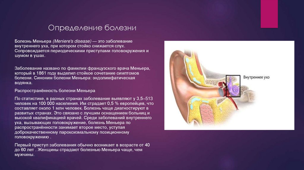 Заболевания внутреннего уха. Связки слуховых косточек. Болезнь Меньера картинки. Болезни внутреннего уха Меньера.