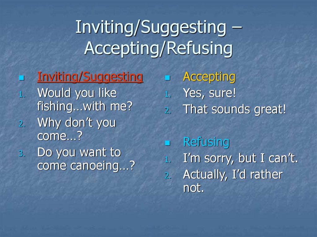 Inviting/Suggesting – Accepting/Refusing
