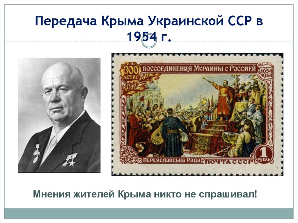 Передача Крыма Украинской ССР в 1954 г.