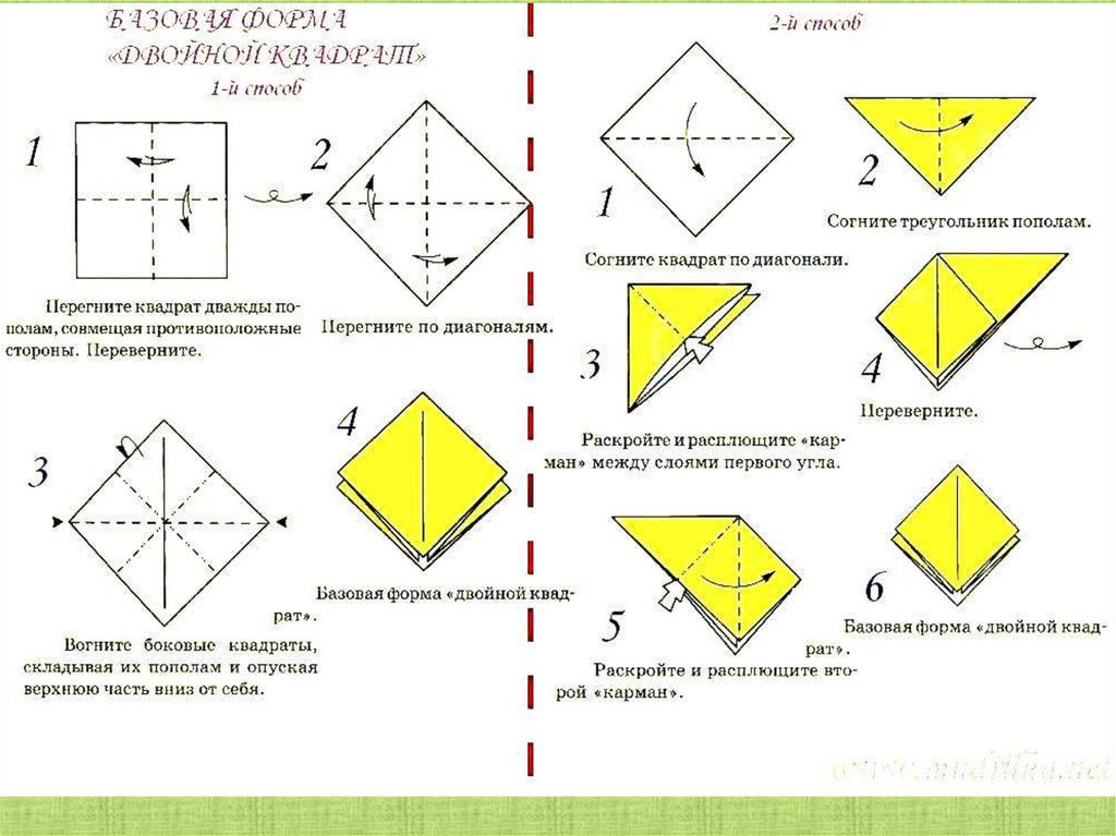 Складывать из бумаги. Базовая форма двойной квадрат оригами. Базовая форма двойной квадрат оригами схема. Базовая форма квадрат оригами. Оригами двойной квадрат схема.