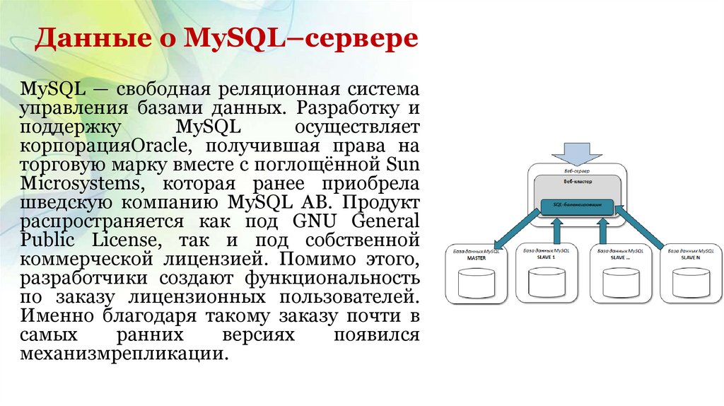Данные о MySQL–сервере
