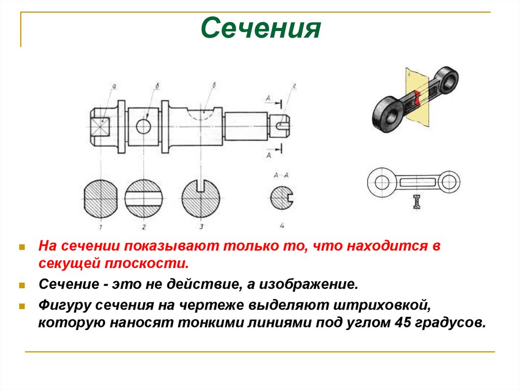 Как может быть выполнено сечение на чертеже