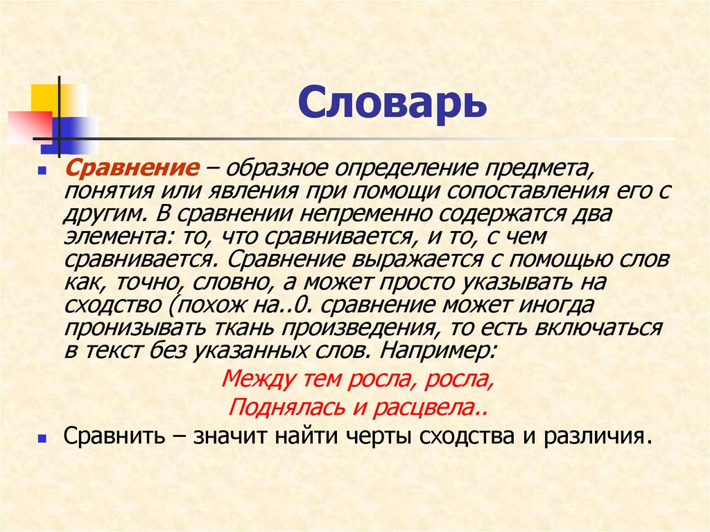 Изображение одного предмета или явления с помощью сопоставления с другим