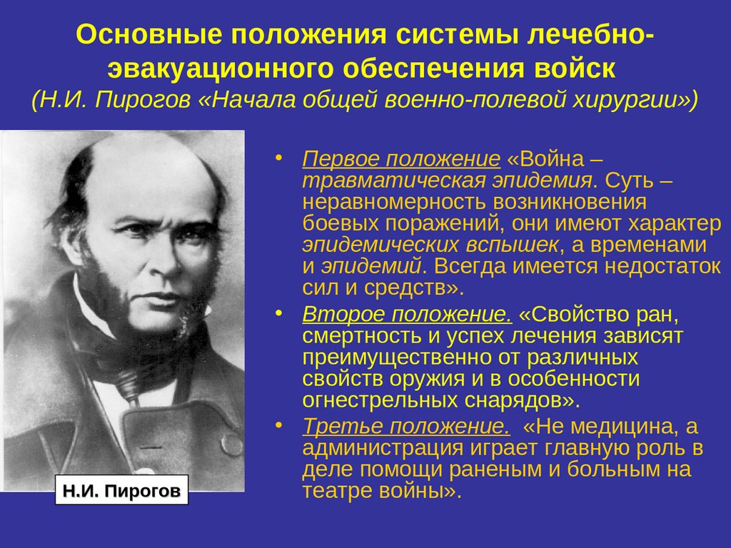 Пирогов н и начала общей военно-полевой хирургии