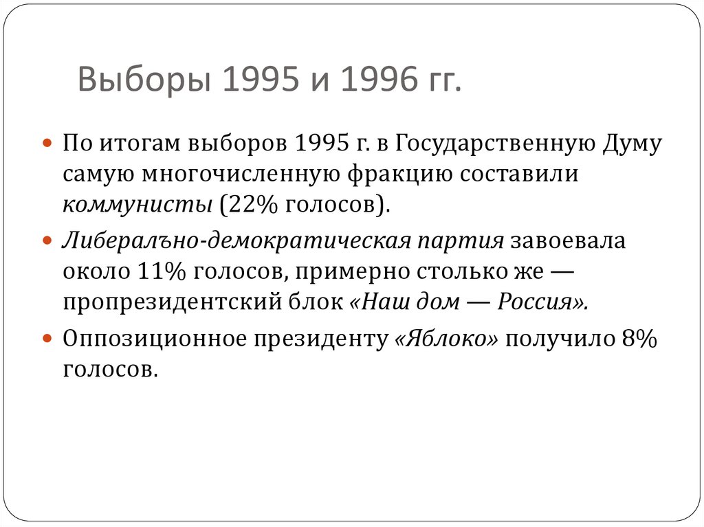 Выборы 1995 и 1996 гг.