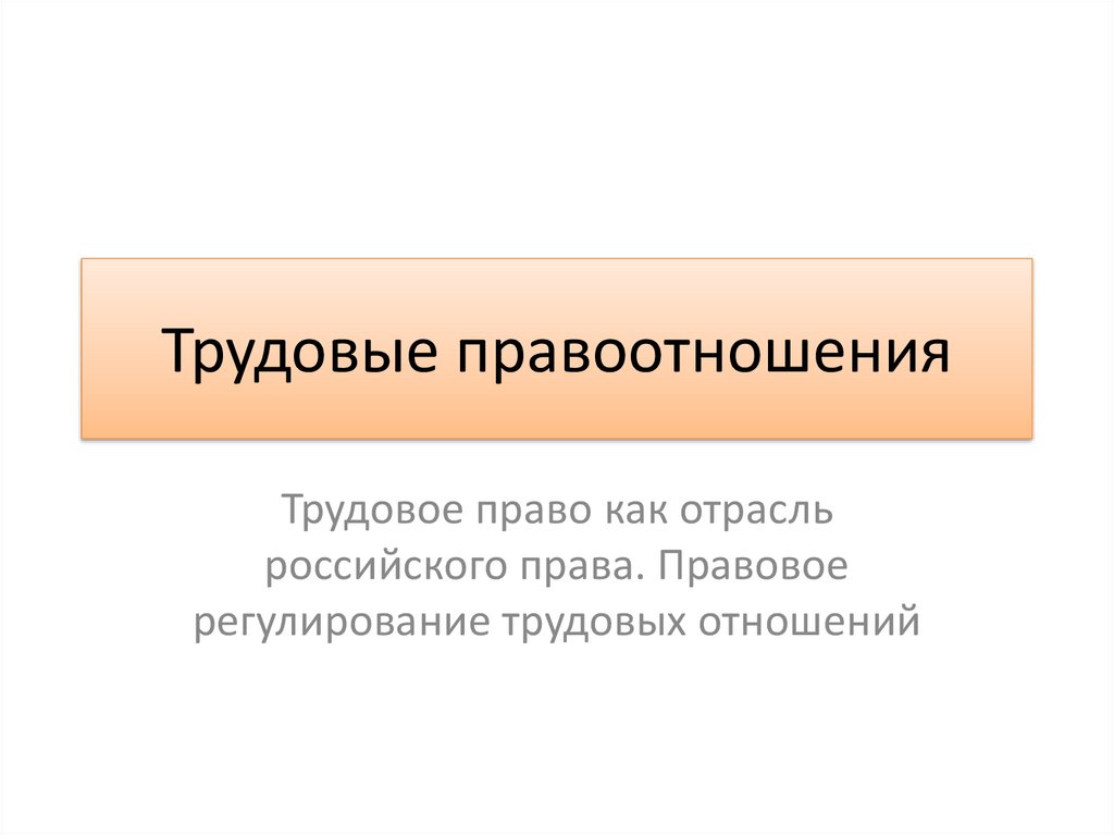 Правовое регулирование трудовых отношений презентация 10 класс