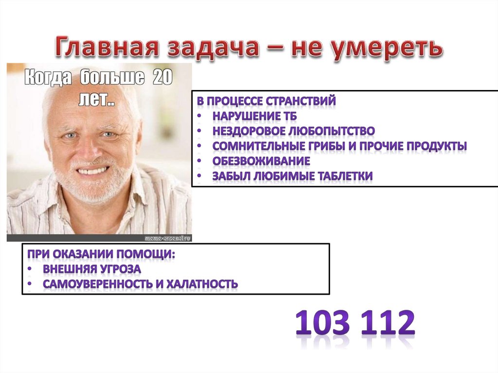 Главная задача – не умереть