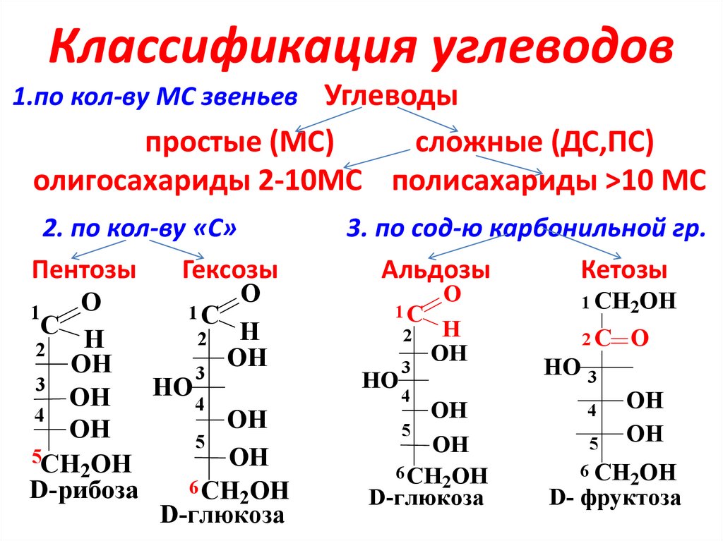 Классификация моносахаридов