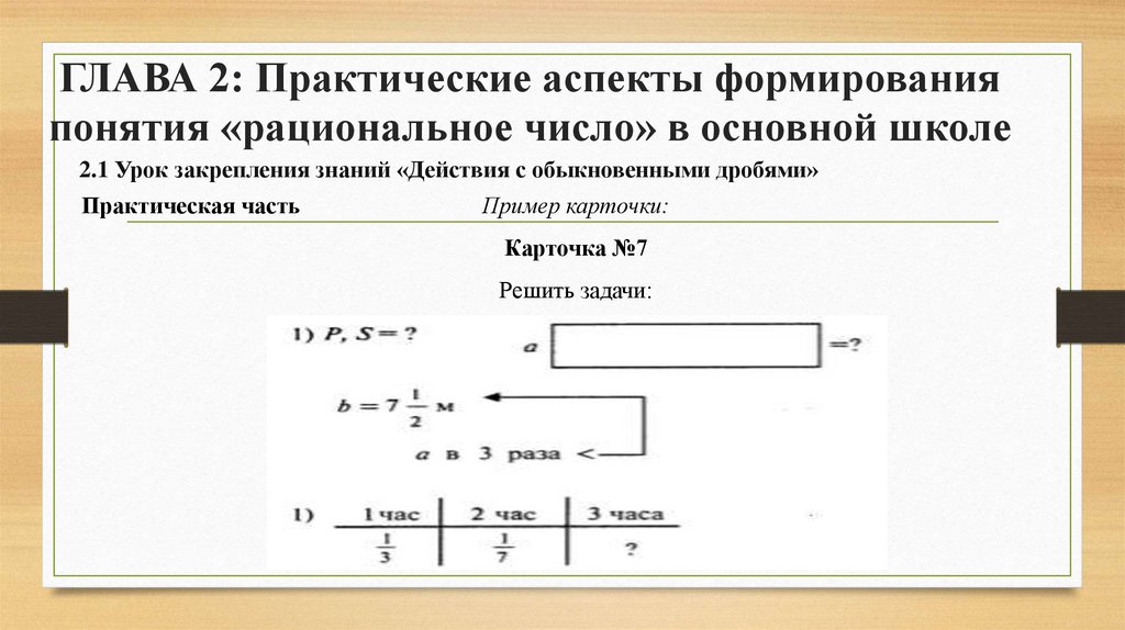 ГЛАВА 2: Практические аспекты формирования понятия «рациональное число» в основной школе
