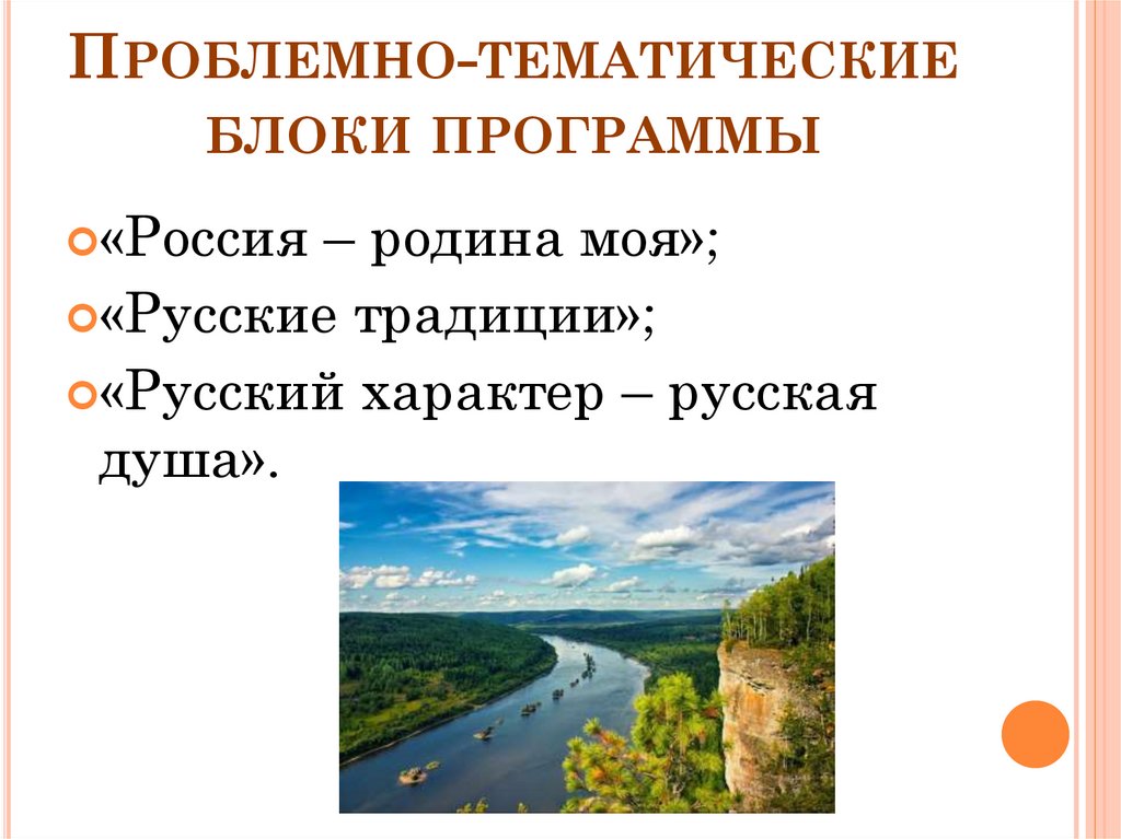 Проблемно-тематические блоки программы