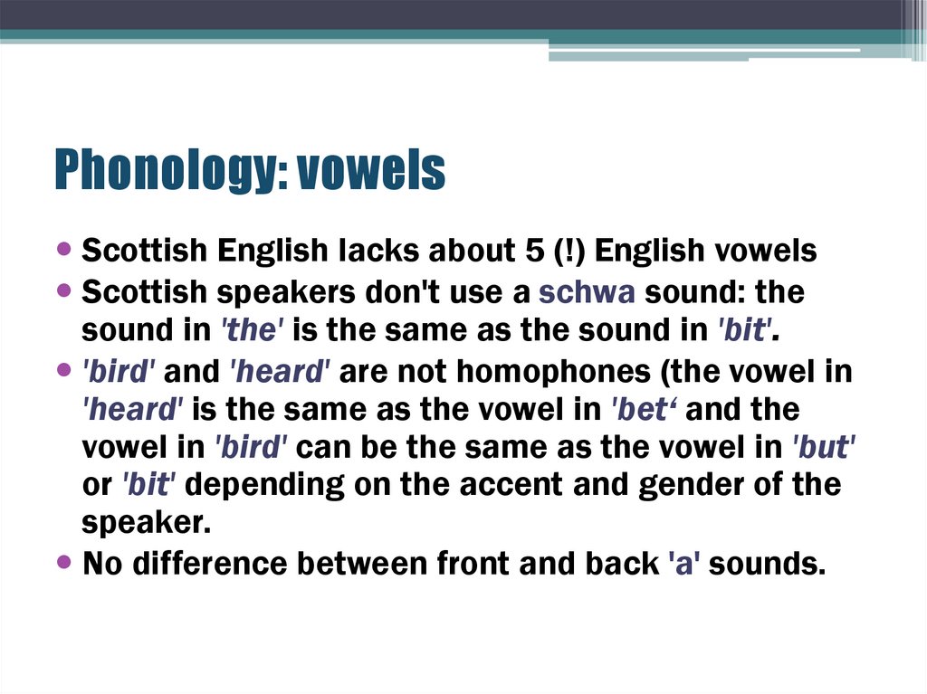Phonology: vowels