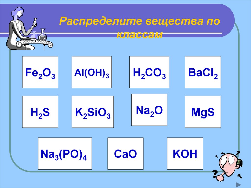 Распределить вещества по классам. Распределите вещества по классам fe2o3. Cao+Koh. Cao+h2s.