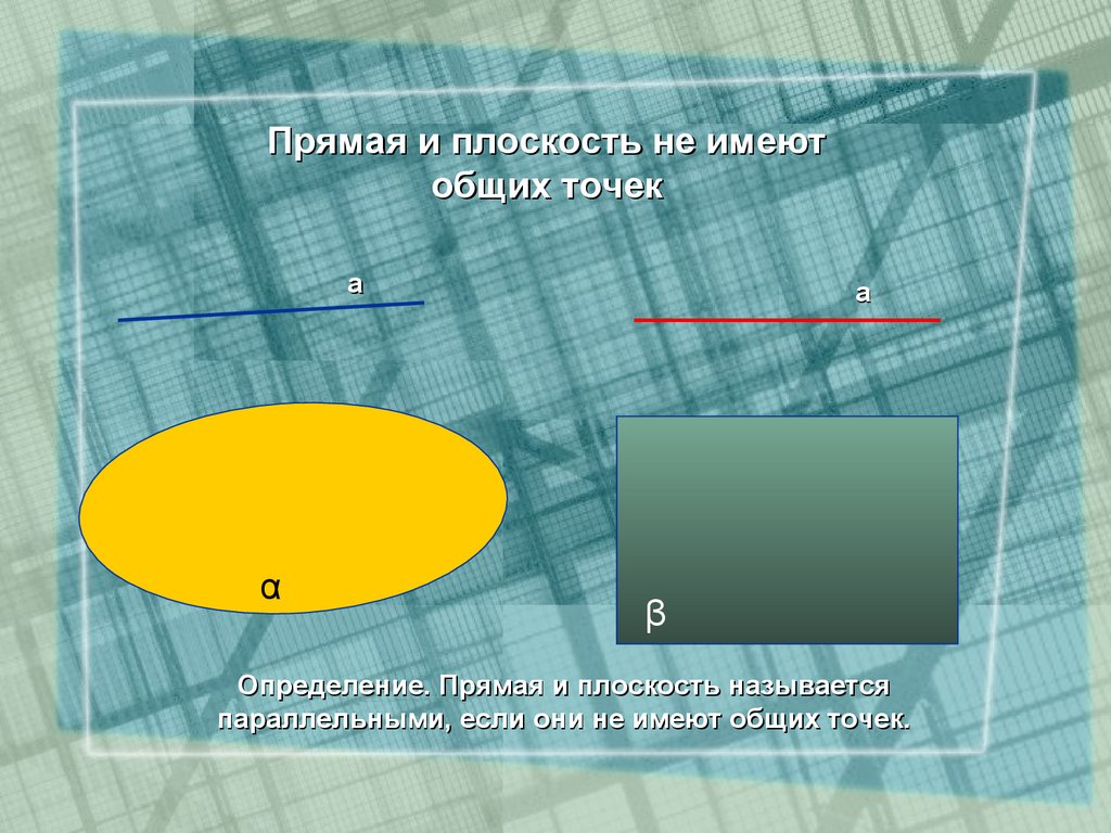 Данная плоскость. Прямая и плоскость не имеют. Прямая и плоскость не имеют общих. Прямая и плоскость называются параллельными если они не имеют общих. Прямая и плоскость называются ... Если они не имеют общих точек..