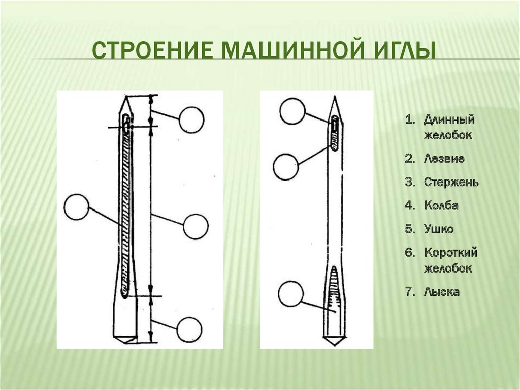 Строение машинной иглы схема