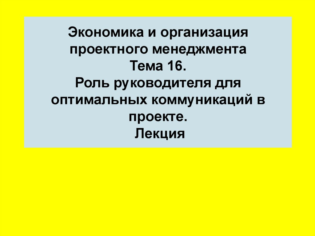 Роль руководителя в проекте