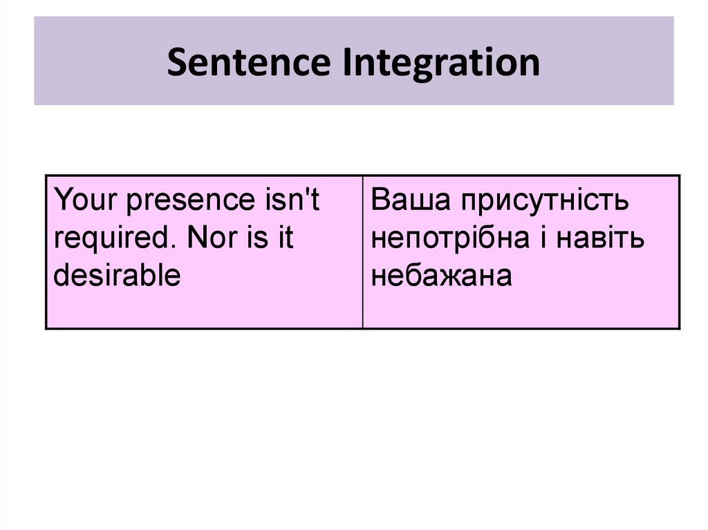 Sentence Integration