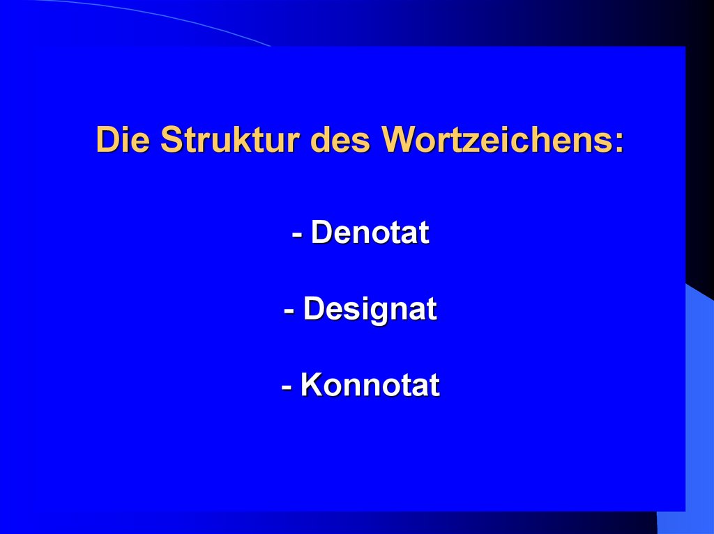 Die Struktur des Wortzeichens: - Denotat - Designat - Konnotat