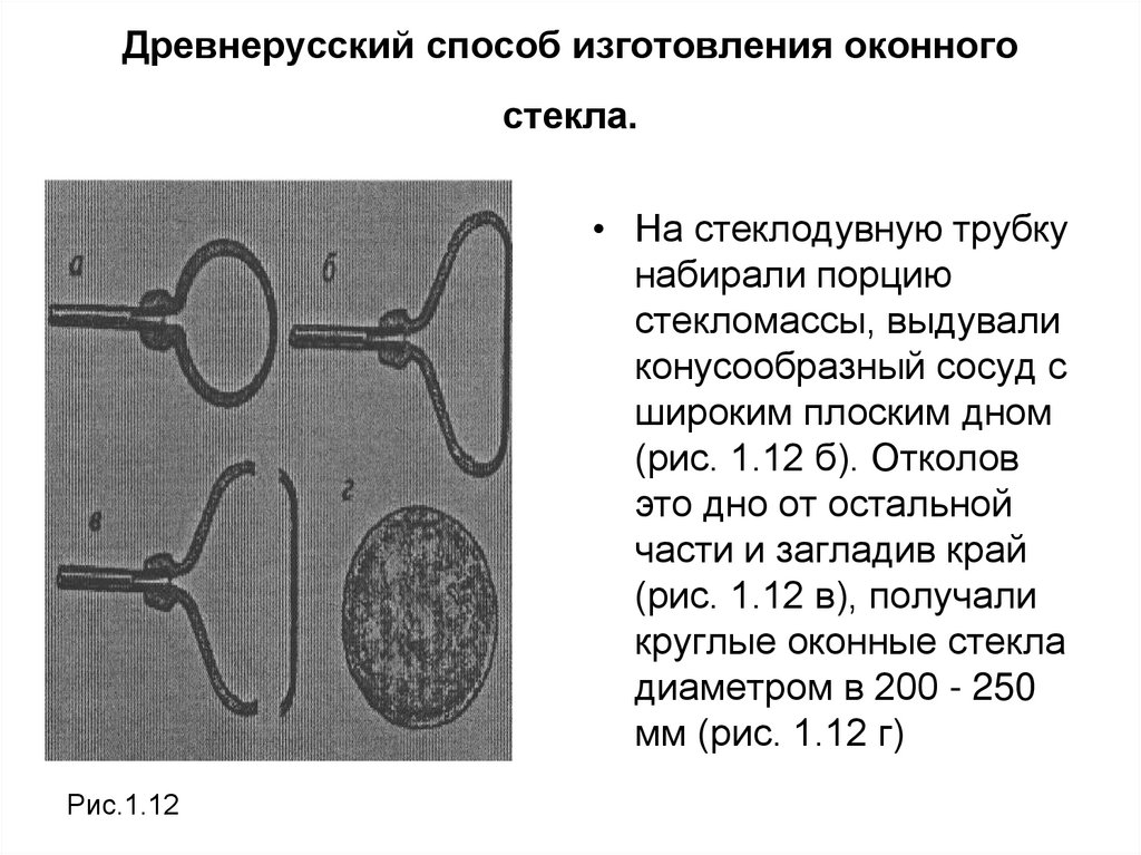 Древнерусский способ изготовления оконного стекла.