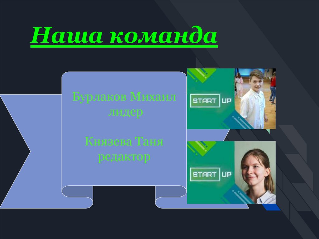 Бурлаков Михаил лидер Князева Таня редактор